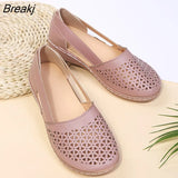 Women's Flat Shoes Wedge Sandals New Hollow Breathable Summer Casual Shoes for Woman Retro Plus Size Comfortable Walking