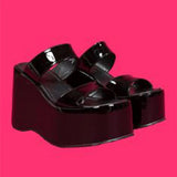 Brand Goth Open Toe Platform Wedges Thick Bottom women's Sandals Slides Punk Outdoor Leisure Casual Summer Women