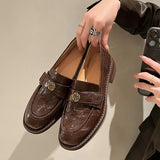 Loafers Versatile Round Head Single Shoes Women Spring 2024 New One Foot Pedal Lazy