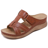 Women Wedge Sandals Premium Orthopedic Open Toe Sandals Vintage Anti-slip Leather Casual Female Platform Retro