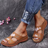 Breakj Large-Size One-Size-In-One Slippers Women's Summer Roman Shoes Heel Thick-Soled Sandals Embroidered Women's Cool