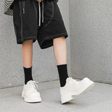 Breakj Wind Small Leather Shoes Thick Sole Increased Spring And Autumn New Lace-Up Happy Shoes Versatile Casual Leather Shoes