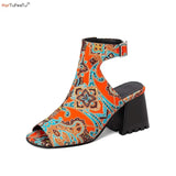 Peep Toe Sandals Women Gladiator Comfort Casual Shoes 2023 Chunky High Heels Plus Size 45 46 47