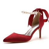 Breakj Cm Fine Heel Large-Size Sandals Banquet Women's Shoes Ribbon Beads High Heel Sandals And Ribbon Dress