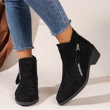 Breakj New Velvet Female Boots Martin Boots Coarse Heel Side Zipper With Leopard-Print Short