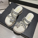 Breakj Red Water Drill Slippers Women Wear 2025 Summer Thick Bottoms And Two Wearing Butterflies Sandals Fairy Wind And Cool