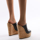 For 2023 Simple Wind Slope And Spell Color High Heel Slippers A60-40 Have To Do 35-42