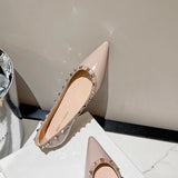 Breakj Temperament Small Fragrant Evening Wind Tip Single Shoes Women Shallow Mouth 2025 New Spring And Autumn Flat Bottom Shoes Rivet