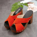 Breakj Summer New Korean Version Of The Toe Thick Toe Cool Drag Thick Hedging And Waterproof Slipper Women Cross With High Heel Large Size Women's