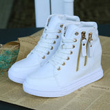Heightened Women's Shoes 2024 Spring New Leisure High-Upper Shoes, All-Purpose Sports Shoes, Lightweight And Thin Single Shoes,