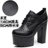 Breakj Brown Bullock Women's Shoes With English Carved Small Leather Shoes Thick Heel High Heel Waterproof Table Round Head Deep Mouth Single