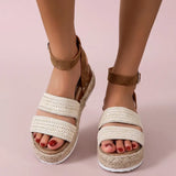 New Summer Women Golden Sandals Platform Heels Cross Strap Ankle Lace Peep Toe Beach Party Ladies Shoes Zapatos
