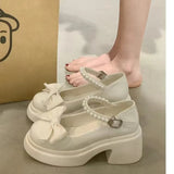 Breakj Jane Small Leather Shoes Female Platform Increased Spring 2023 New Sweet Bow Shallow Mouth Single Shoes A Word