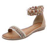 Size Low Sandals Woman Leather Suit Female Beige Summer Heels Clogs Wedge Shoes Lady 2021Big Low-heeled