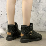 Woman Boots Non-Slip Snow Boots Women Raise The Bottom Warm with Velvet Short Lattice Luxury Designer Beige Black
