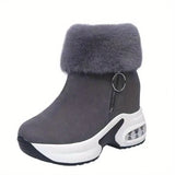 Women Warm Sneaker 2024 Female Casual Push Lined Side Zipper Short Boots Ankle Snow Boots for Ladies Platform Wedge