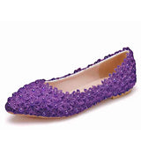 Breakj Bridal Shoes Handmade Wedding Shoes Color Flat-Soled Wedding Shoes Bridesmaids Performance Flat Heel Single