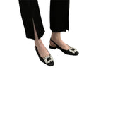 Sandals Female Thick Heel 2023 Summer New Square Buckle Diamond Fairy Wind French Square Head After Empty Lazy Single Shoe