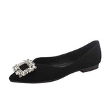 Breakj New Women's Water Drill Shoes Design Pointy Flat Bottom French Style Fashion Niche Single