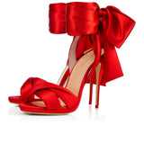 Size Black And Red Sardine High-Heeled Sandals Strapped Fashion Shoes