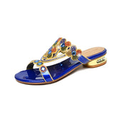 For Women Wearing High-Heeled Slippers In The Summer Of 2024, The New Medium-Heeled Sandals, Crystal Thick Heels, Diamond Sandals And