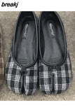 Women Flats Tabi Ninja Moccasins Round Split Toe Shallow Lazy Slip On Slingback Mules Leather Shoes Soft Loafers Slip