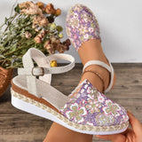 Breakj Slope Heel Sandals 2025 Summer New Bun Head Weaving A Word Buckle With Women's Sandals