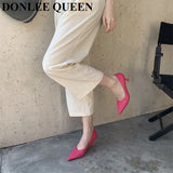 Spring Shoes Women Thin Heels Pumps Elegant Pointed Toe Deep V Design Shallow Dress Shoes Party Wedding Candy Colors