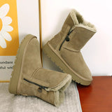 Breakj Skin Version~Northeast Snow Boots Women 2025 New Winter Mid-Slip Anti-Slip Thick Bottom Plus Velvet Thick Cotton