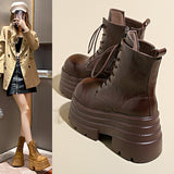Breakj Boots Women's Shoes British Wind 2025 Autumn New Thick-Bottomed Temperament Comfortable Fashion Retro Fashion