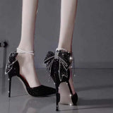 Breakj High Heels Female Student 18-Year-Old Adult Butterfly Crystal Wedding Shoes 2025 New Evening Dress Fine Heel Single