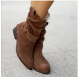 Breakj And Winter Ladies Large-Size Short-Slee Way Round Head Metal Buckle Side Zipper Low Side And Fashion