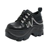 Breakj Babes Rock Dark Punk Round Head Height Tie With Thick-Soled Pine Pastry Shoes Sub-Cultural Small Leather