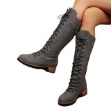 Breakj Boots 2025 Autumn New Patent Leather Round Head Thick And Middle Knight