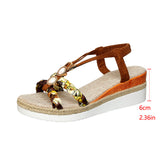 Breakj And Summer New Round Head Flat Bottom Heel Sandals Women Weaving Beads Toe Bohemian Thick-Soled Beach