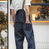 Homme Jumpsuit American Vintage Navy Overalls Spring Autumn Denim Straight Leg Jeans Men's Fashion Trend