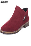 Korean Side Zipper Short Boots Female Low Chelsea Boots Non Slip Frosted Faux Suede Shoes for Women Ankle Boot Size