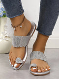 Breakj Large-Size Sleeve Toe Drill Flat-Soled Sandals Women Flat And Light Beach Cool
