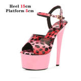 Leopard Women Shoes Pole Dance Sandals Stripper Sexy Combat Fetish High Heels Summer Platform Shoes Party Club 20 CM