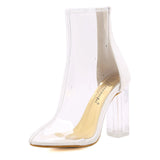 New Crystal Thick With Transparent Glue Color High Heel Pointed Women's Sandals