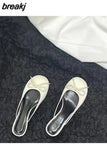 Women Close Toe Slippers Elegant kitten Heels Mule Shoes Round Toe Slide Outdoor Flip Flops 2023 Spring Female Bow Knot