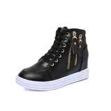 Spring And Autumn New Style Women's Shoes Round Head, Thick Soles, High Uppers, Lace-Up Casual Sports