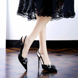 Breakj Fine Heel Women's High Heel High-Heeled Shoes Behind The Empty Sandals French Retro Fashion Single Shoes Mary Treasure