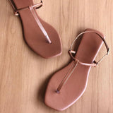 New Summer Fashion Ladies Sandals Solid Square Toe Ankle Strap Buckle Simple Flat Women Pinched Toes Shoes Large size