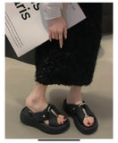 Shoes Lady Butterfly-Knot Ladies' Slippers Slipers Women Luxury Slides On A Wedge Platform Soft 2024
