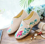 Breakj Glory Morning Glory Embroidery Flowers Round Head Spring Autumn Women's Shoes Single Shoes Canvas Embroidered Cloth