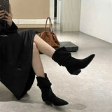 Breakj 2025 New Velvet Head Thick And Short Boots In The Boots High Heap Pile Of Western Cowboy