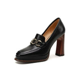 Heels Women's Thick Heel Waterproof Platform Spring 2024 New British Vintage Casual Midmouth Square Head Single