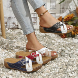 Breakj Thick-Bottomed Slippers Women's 2025 New Fish Mouth Thick Bottom Belt Buckle Color Letter Cool
