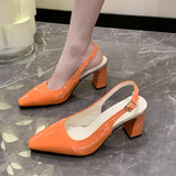 New Baotou Back Empty Sandals Thick High Heels Pointed High Heels Large Size Fashionable Sexy High Heeled
